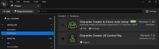 Unreal Engine plugin panel showing Reallusion Auto Setup